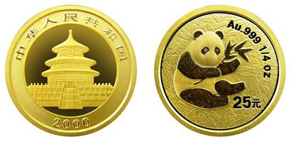 2000年版1/4盎司熊貓金幣有什么收藏價值嗎