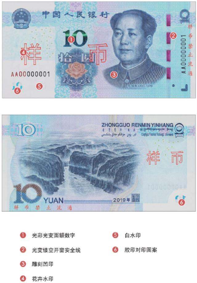 2019版10元人民币图片,10元假钱图片 2019版第五套人民币10元的防伪有哪些?记住这几点就够