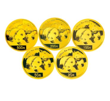 2010年熊猫金币5枚套装2010年金套猫