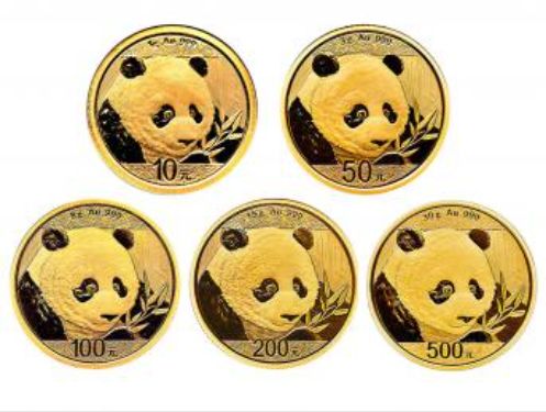 2018年熊猫金币5枚套装2018年金套猫