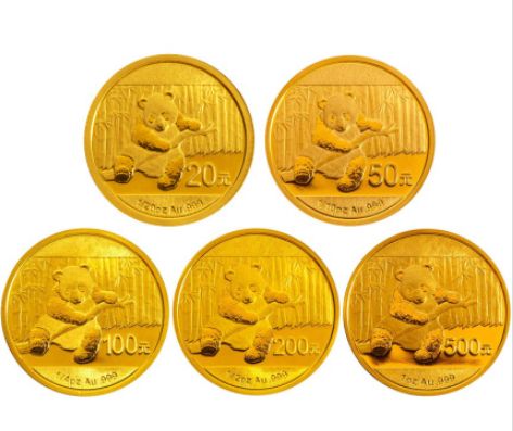 2014年熊猫金币5枚套装2014年金套猫价格