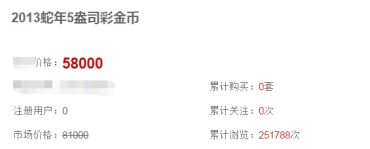 2013蛇年5盎司彩金币价格  收藏价值大不大