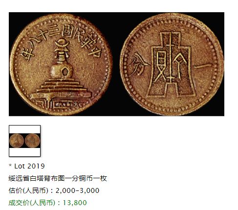 民国绥远铜元拍卖价格 有价值吗