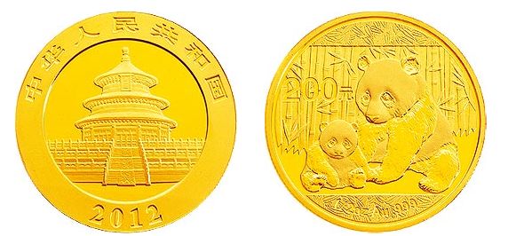 2012年熊猫金银币1/2盎司金币回收价格 高清图片