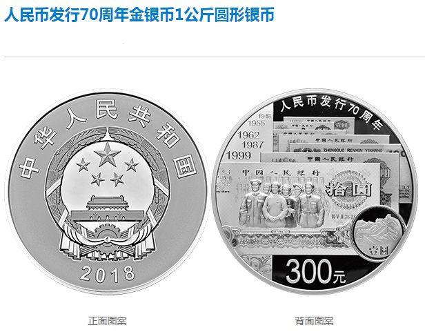 人民币发行70周年金银币1公斤银币真品图片 真实价格