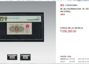 背绿水印一角值多少钱 这张一角纸币卖了20.62万！