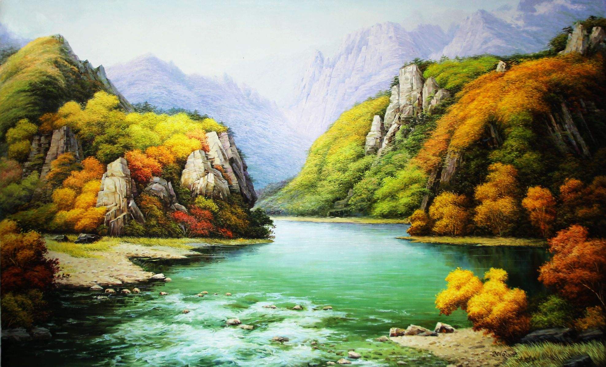 朝鲜油画山水图片欣赏,朝鲜油画山水图片鉴赏