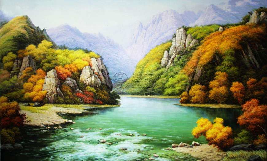 朝鲜油画山水图片欣赏，朝鲜油画山水图片鉴赏