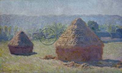 莫奈油画干草垛作品欣赏，莫奈油画干草垛作品图片