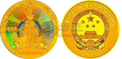 中国佛教圣地（峨眉山）金银纪念币155.52克（5盎司）圆形金质纪念币