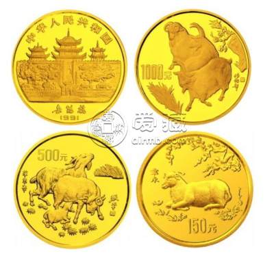 1991中国辛未（羊）年金银铂纪念币12盎司圆形金质纪念币