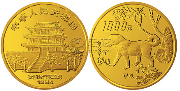中國甲戌（狗）年金銀鉑紀念幣12盎司圓形金質紀念幣