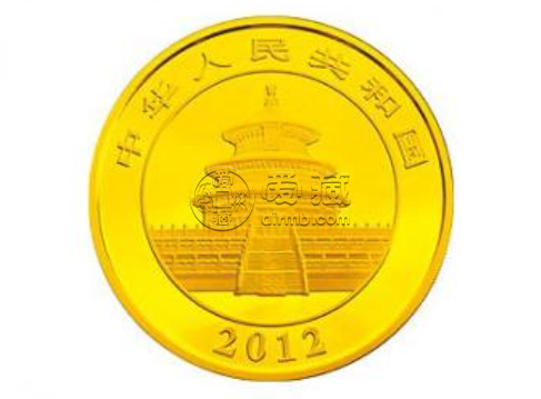 2012版熊猫金银纪念币5盎司圆形金质纪念币