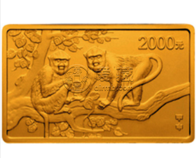 2004年5盎司生肖猴长方形金币价格