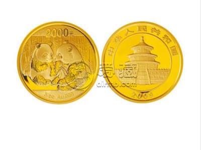 2009版熊猫金银纪念币5盎司金质纪念币