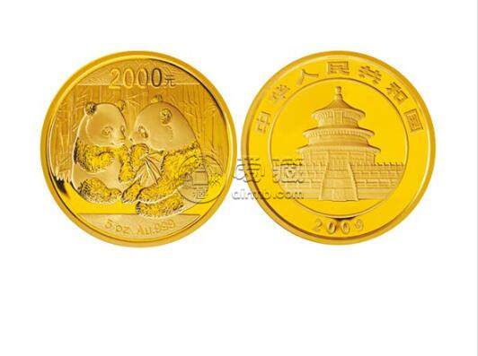 2009版熊猫金银纪念币5盎司金质纪念币