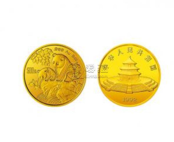 1992版熊猫金银纪念币5盎司圆形金质纪念币 图片