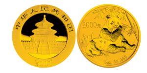 2007年熊猫金银纪念币5盎司圆形金质纪念币
