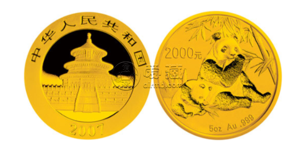 2007年熊貓金銀紀(jì)念幣5盎司圓形金質(zhì)紀(jì)念幣