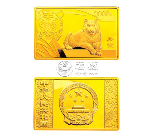 2010年5盎司生肖虎长方形金币的价格