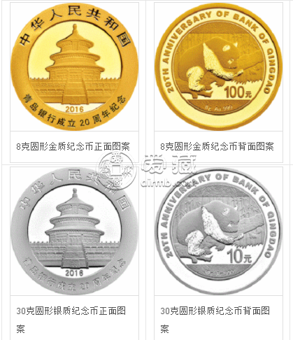 青岛银行成立20周年熊猫加字金银纪念币