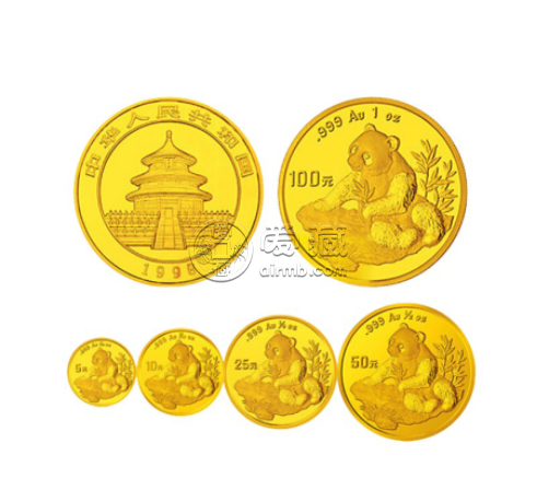 1998年熊猫金币5枚套装1998年金套猫价格