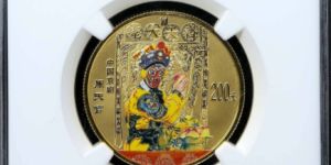2002年鬧天宮京劇1/2盎司彩金幣圖片及價(jià)格    拍賣成交情況