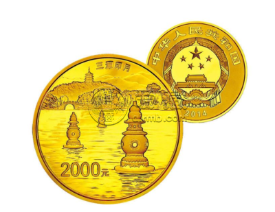 西湖金银币真品图片鉴赏   2014年西湖5盎司金币价格是多少