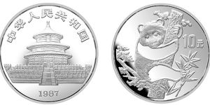 中国熊猫金币发行5周年纪念银币   价格