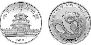 1988年熊猫金银币   1盎司圆形铂质币价格