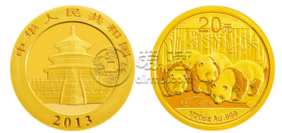 2013年熊猫金银币1/20盎司金币 价格情况