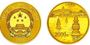 世界遗产杭州西湖金银纪念币5盎司金币 回收价是多少
