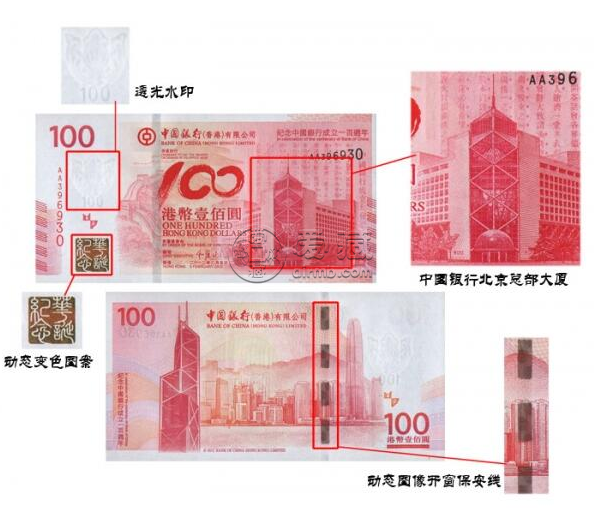 中银香港100年纪念钞价格 真品图片