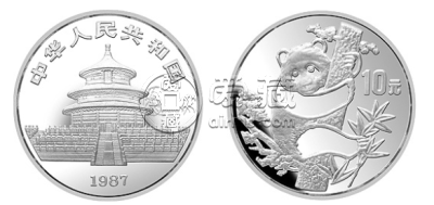 1987年熊猫金币发行5周年5盎司银币 价格