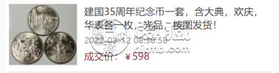 建国35周年纪念币价格图片      民族大团结纪念币价格