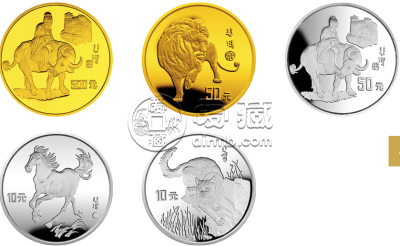 1995年徐悲鸿老子出关5盎司金币      徐悲鸿金银纪念币收藏价格