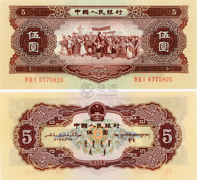 1956年的五元现在价格 黄五元百连最新价格