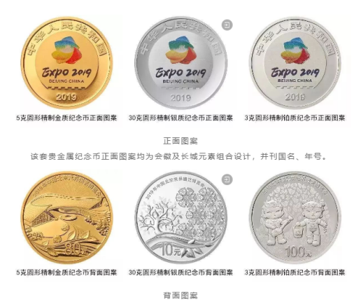2019年北京世界园艺博览会金银铂币
