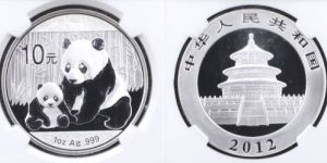 2012熊貓銀幣10元回收價目表  2012熊貓銀幣10元市面價值