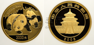 2008年5盎司熊猫金币价格   2008年5盎司熊猫金币市场价格