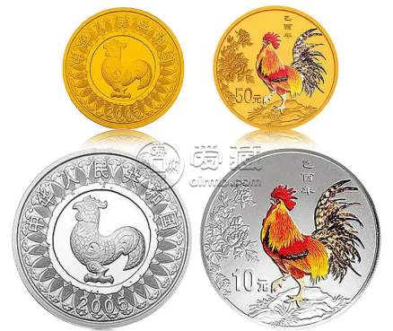 2005年鸡年生肖鸡彩色金银币价格  2005年鸡年生肖鸡彩色金银币最新价格