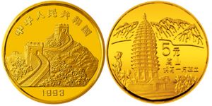 嵩山金幣回收價格  1993年1/20盎司嵩山金幣價格多少