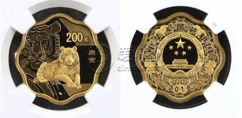 2010年1/2盎司梅花形生肖虎金幣     2010年生肖虎1/2盎司梅花形金幣價(jià)格