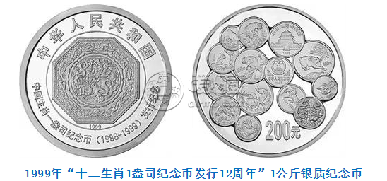 纪念十二生肖1公斤银币价格  1999年十二生肖1公斤银币市场动态