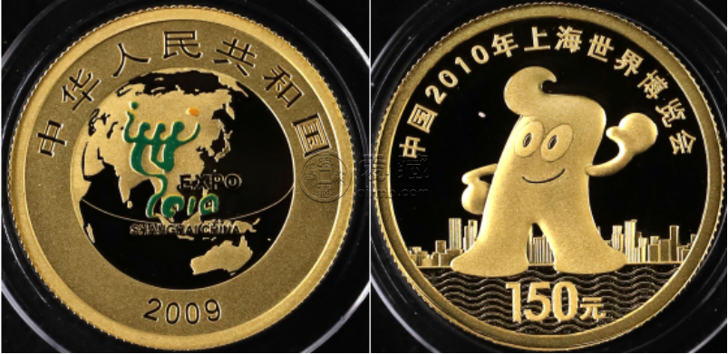 2009年1/3盎司上海世博會第1組彩金幣價格及收藏價值