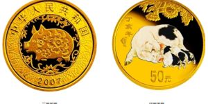2007年生肖豬彩金銀幣價格 2007年1/10盎司生肖豬彩金幣價格
