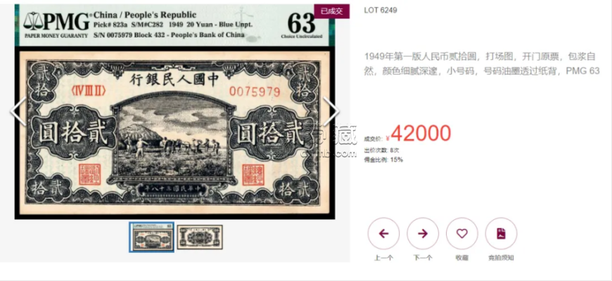1949年20元打場(chǎng)價(jià)格  貳拾圓打場(chǎng)價(jià)格分析與市場(chǎng)案例