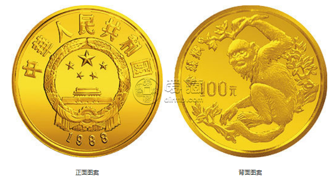 珍稀野生动物第1组金丝猴金币价格 1988年8克金丝猴金币价格