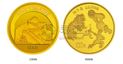 狮子舞金币价格 1995年1盎司传统文化第1组狮子舞金币市场价格