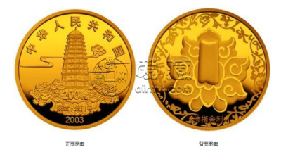 佛指舍利金币价格 2003年1/2盎司佛指舍利金质纪念币最新行情